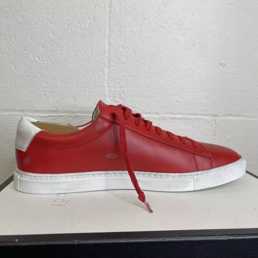Oliver Cabell Red Leather Sneakers - Picture 2 of 11